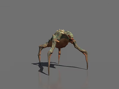 Game Movie Monster Character With Multiple Legs And Spiked Green Brown Body 3d model
