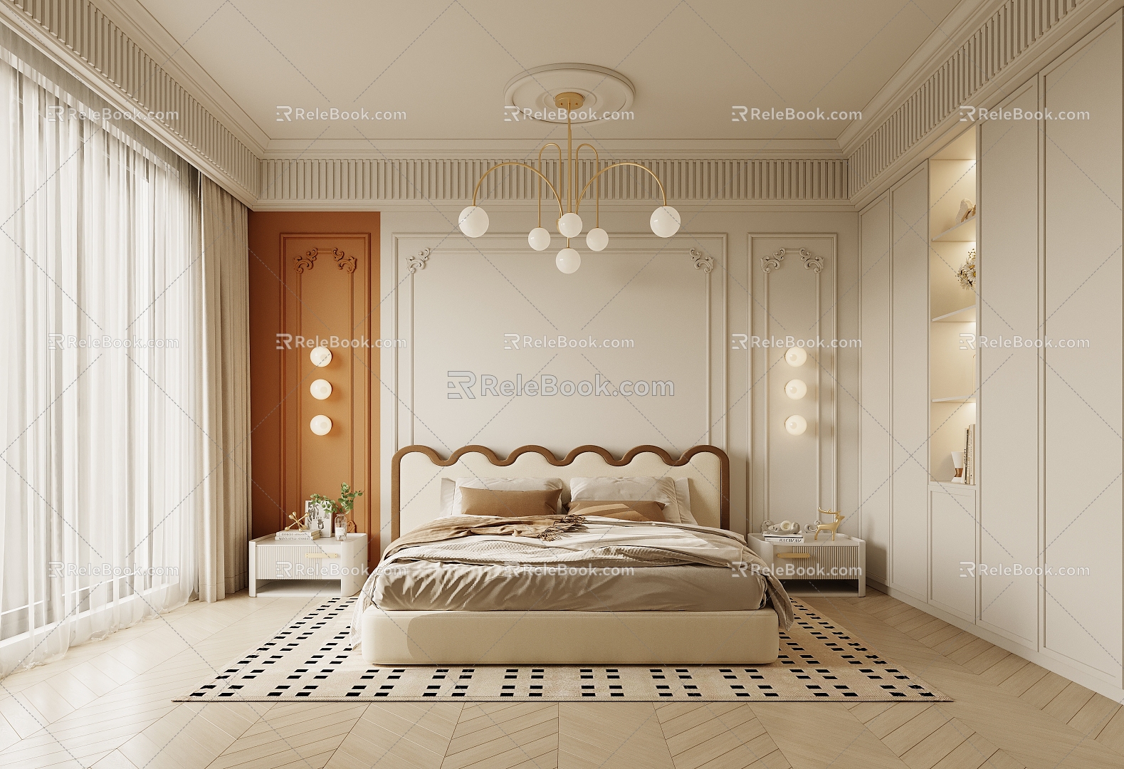 Cream Bedroom French Bedroom 3d model