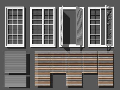 Modern venetian blinds shutter curtain combination model