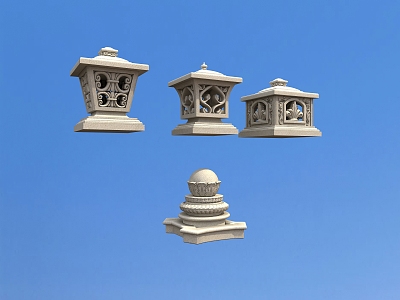 Villa pillar lantern European style pillar decoration 3d model