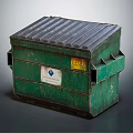 Green Industrial Equipment Storage Container With Corrugated Lid And Identification Labels