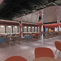 Elegant Hollywood Restaurant Interior With Decorative Columns And Dining Tables