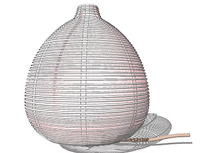 Woven Bamboo Table Lamp Oval Shaped Natural Handcrafted Home Decor for Modern Interior Spaces 3d model