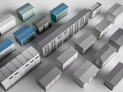 Modern distribution box distribution station substation transformer distribution cabinet 3d model