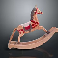 Wooden Building Blocks Rocking Horse with Red Reins Saddle and Handmade Design