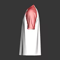Red And White Raglan Short Sleeve T-shirt With Classic Casual Style