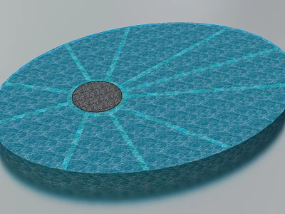 Blue Circular Garden Ornament With Textured Surface Central Dark Circle And Radial Lines Design 3d model