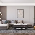 Modern Home Living Room Sofa Coffee Table Combination Lazy Sofa Floor Lamp 3d model