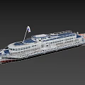 Modern Cruise Ship With Russian Flag Multi-Deck Exterior And Large Windows