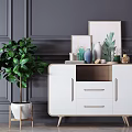 Nordic Sideboard Sideboard Decoration Combination 3d model