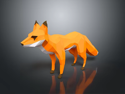 Low Poly Orange Fox 3D Artwork With Simple Geometric Design 3d model