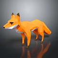 Low Poly Orange Fox 3D Artwork With Simple Geometric Design 3d model