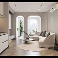 Modern Apartment Interior With Kitchen And Cozy IMAX Living Area