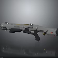 Futuristic Sci Fi Weapon With Silver Body Yellow Accents Black Grip And Red Dot Details 3d model