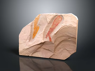 Garden Landscape Decorative Stone With Orange Red Patterns And Natural Texture 3d model