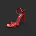 Red High Heel Sandals with Ankle Strap and Block Heel Design 3d model