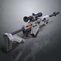 Futuristic Sniper Rifle With Telescopic Sight White Black Body And Red Accent