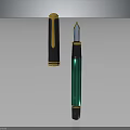 Premium Fountain Pen Set With Black Gold Trim Cap Green Body And Polished Nib Design