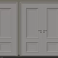 White Interior Hinged Doors Single and Double with Simple Panel Design and Handles 3d model