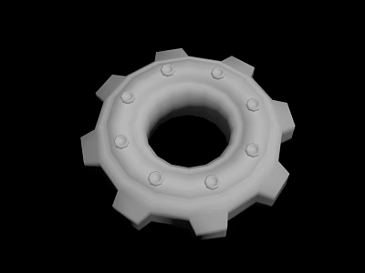 White Gear Shaped Sculpture Carving With Central Hole Decorative Dots And Surrounding Teeth 3d model