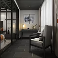 Chinese Style Hotel Guest Room With Two Beds Decorative Paintings And Wooden Ceiling