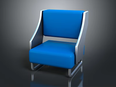 Modern Blue Upholstered Leisure Chair With Comfortable Seat And Silver Metal Frame 3d model