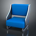 Modern Blue Upholstered Leisure Chair With Comfortable Seat And Silver Metal Frame