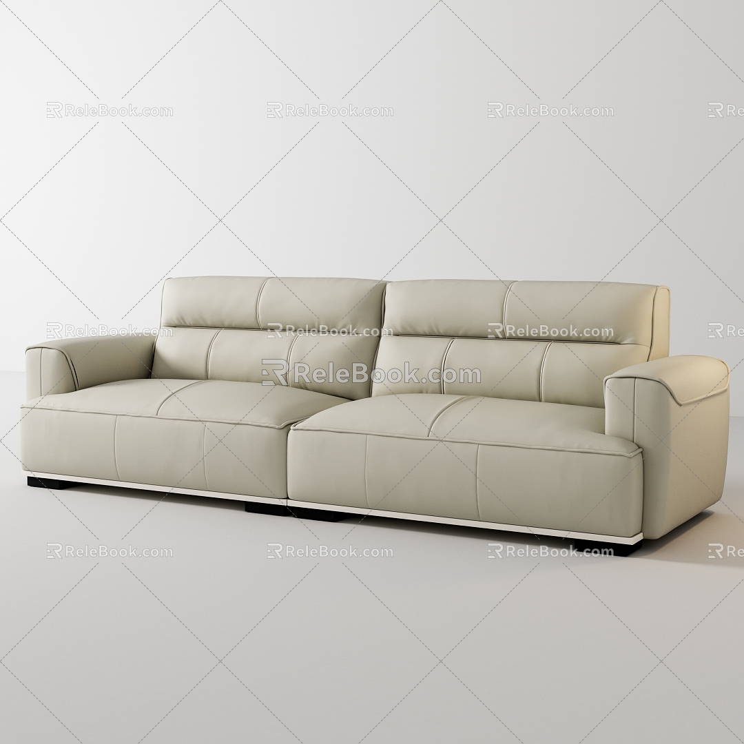 Three-seat sofa modern sofa multi-person sofa tofu block sofa 3d model