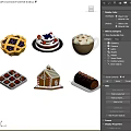 Assorted Delicious Desserts Including Pie Fruit Cake Chocolate Roll And Gingerbread House