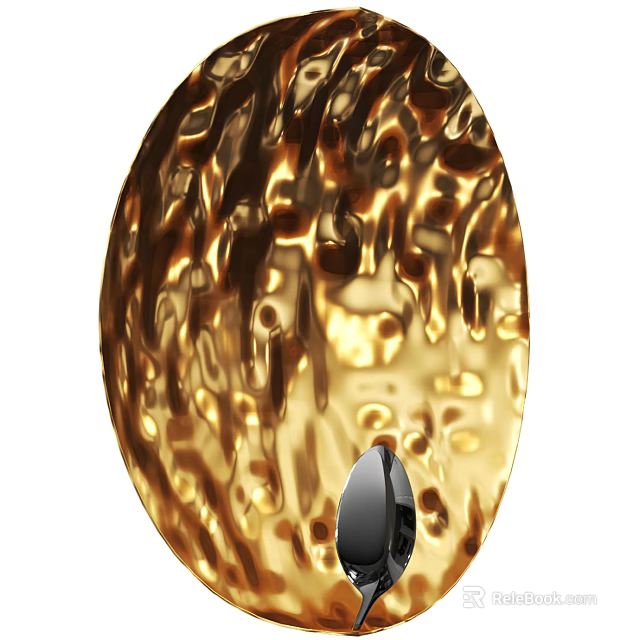 Golden Textured Metallic Wall Lamp With Shiny Surface And Modern Design 3d model 