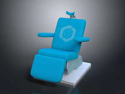 Blue Modern Office Chair With Adjustable Backrest Armrests And White Base 3d model