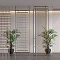 Modern Room Dividers With Metal Frames And Decorative Plants In Interior