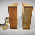 Wooden Display Cabinet Shelves with Multiple Open and Closed Drawers for Rustic Storage Showcase