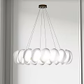 Modern White Pendant Light Design Featuring Circular Petal Shaped Elements 3d model
