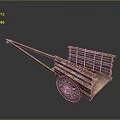 Vintage Wooden Cart Design With Classic Frame Wheels And Railing Structure