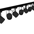 Black Track Mounted Downlights And Spotlights With Adjustable Heads For Ceiling Use 3d model