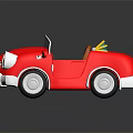 Red Convertible Toy Car With Yellow Top Brown Seats White Wheels And Headlights