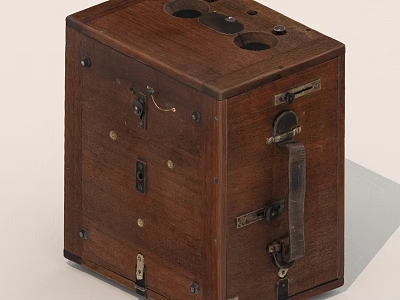 Antique Wooden Camera With Vintage Design Metal Hinges And Handle 3d model