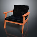 Modern Wooden Armchair with Black Padded Seat Backrest and Sturdy Legs Design
