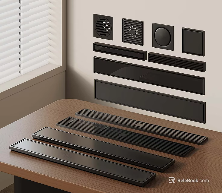 Black Decorative Vent Strips And Grilles For Wall And Tabletop Use 3d model