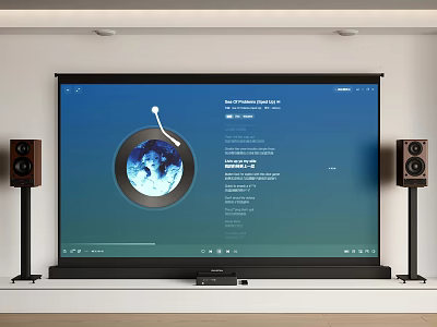 Projection Monitoring Setup Featuring Large Display Screen And Audio Speakers With Clear 3d model