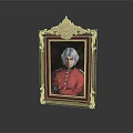 Ornate Golden Framed Portrait Of White Haired Man In Red Military Uniform