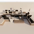 Modern Modular Outdoor Sofa With Beige Brown Woven Texture Side Tables And Plants