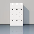 White Storage Cabinet With Multiple Swing Doors And Black Handles Design 3d model