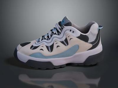 Comfortable Modern Sports Shoes Featuring Wavy Design And Breathable Mesh Soles 3d model