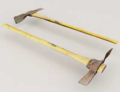Hardware Tools Two Axes with Yellow Wooden Handles and Rusted Metal Heads 3d model Hardware Tools Two Axes with Yellow Wooden Handles and Rusted Metal Heads 3d model