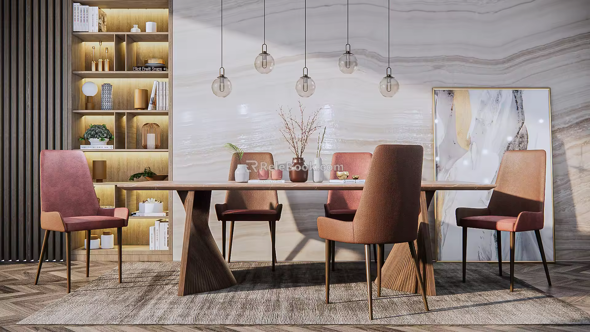 Modern Dining Table and Chair Combination 3d model