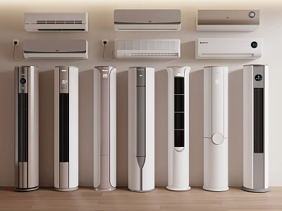 Modern Air Conditioners And Fans Display With Various Styles And Contemporary Designs 3d model