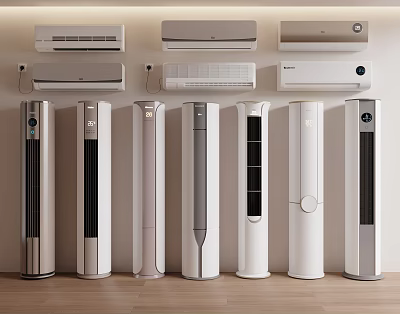 Modern Air Conditioners And Fans Display With Various Styles And Contemporary Designs 3d model