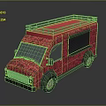 Red Patterned Food Truck With Roof Rack And Side Window Design